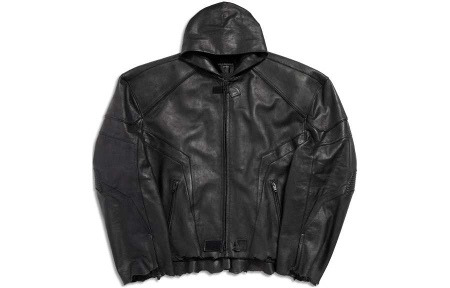 Balenciaga SS24 Leather Jacket Loose Fit Unisex Black