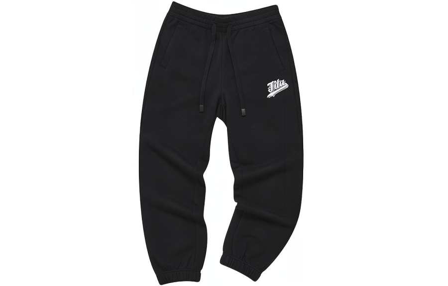 FILA FUSION Knitted Sweatpants Men's Pitch Black Moderate Cuffed Pants