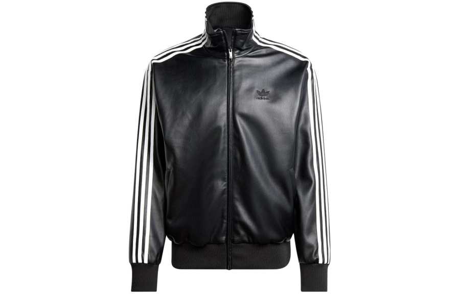 adidas originals Adicolor Striped Logo Print Zip-Up Fitted Long Sleeve Jacket