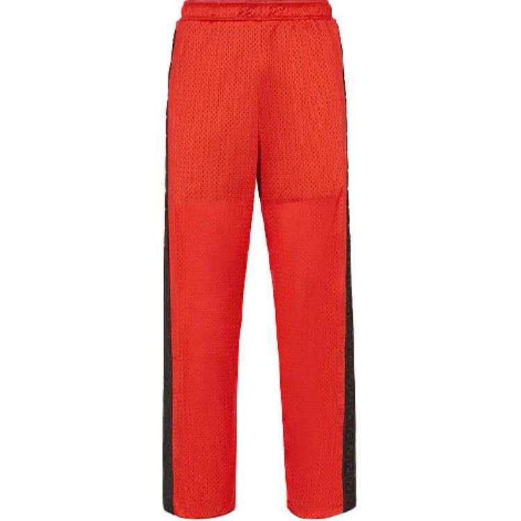 FENDI Knitted Sweatpants Men's Red Moderate Straight Fit Pants