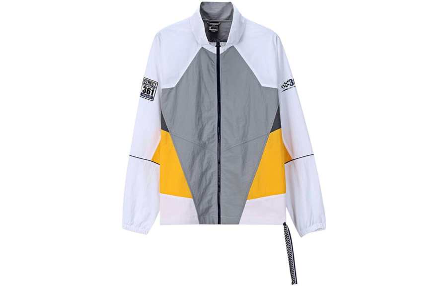 361° Trench Coats Men's Raw White/Cyan Brick Gray Stand Collar Thin Soft Shell