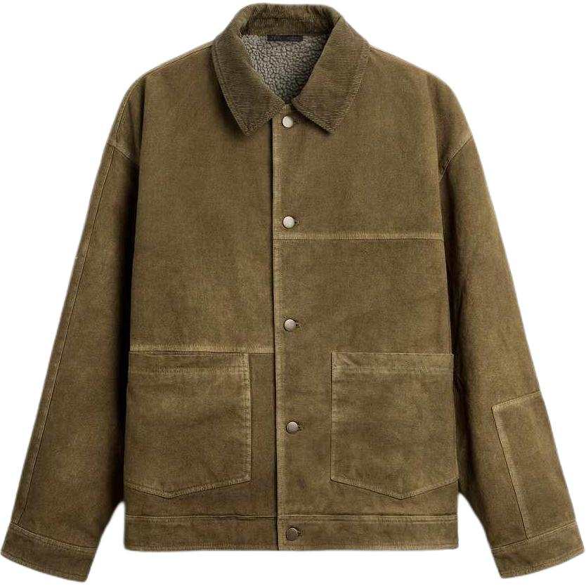 ZARA New Year FW24 Jackets & Coats Men's Washed Green