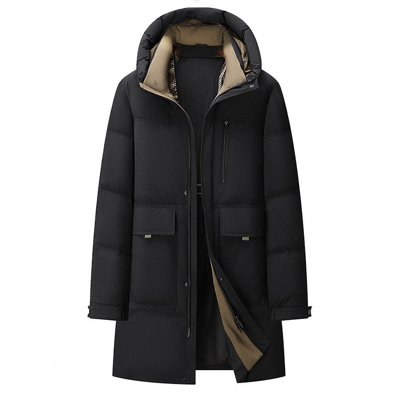 YALU Down Jackets Men's Black Hooded Thickened