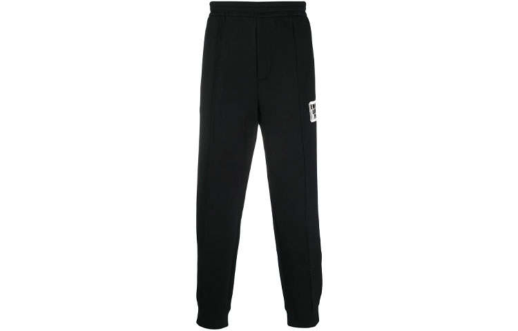 EMPORIO ARMANI Knitted Sweatpants Men's Black Moderate Cuffed Pants