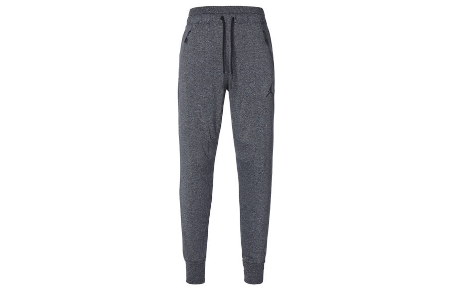 Jordan Jordan Solid Color Fleece Lined Casual Loose Fit Elastic Cuff Pants Sweatpants Men's Gray