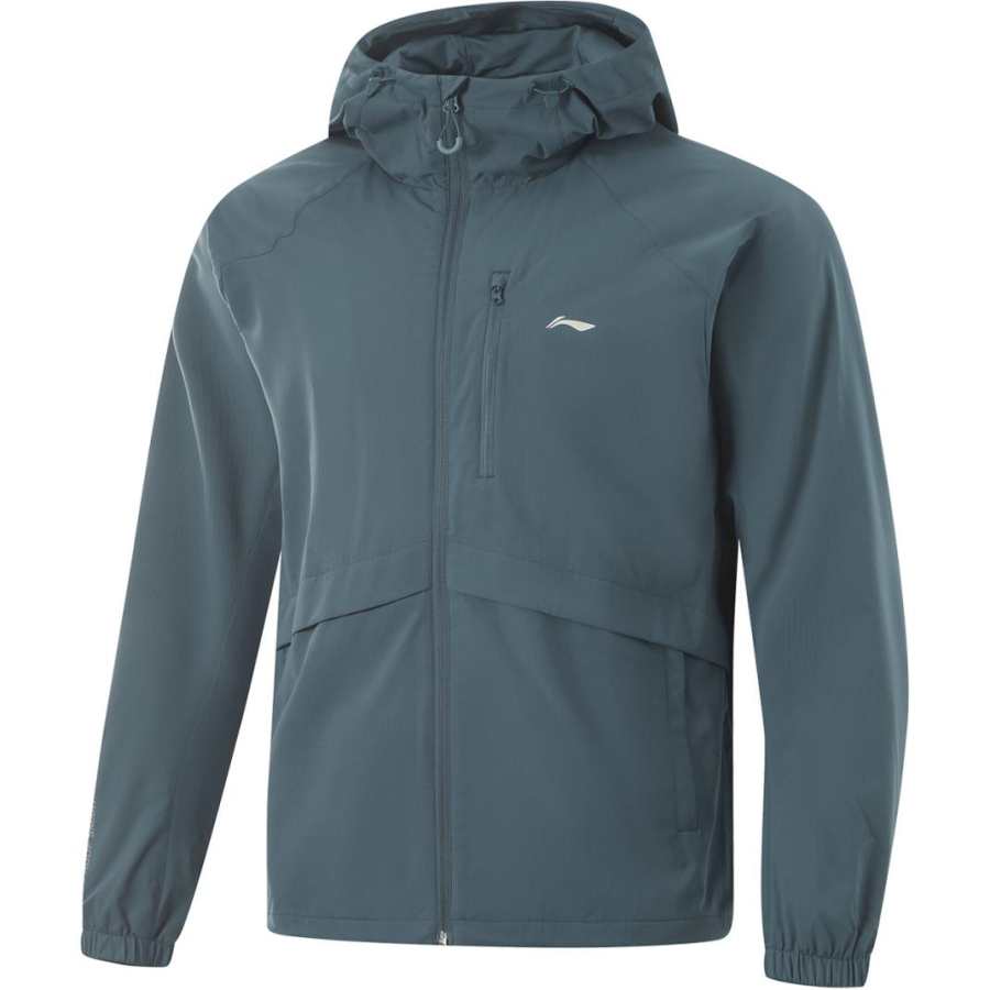 Li-Ning Li Ning Lotus Leaf Fleece Lined Thermal Water Repellent Comfortable Casual Letter Print Loose Fit Hooded Zippers