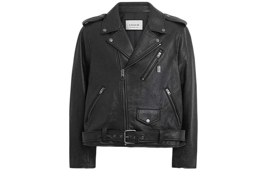 COACH COACH Leather Jacket Men's Black