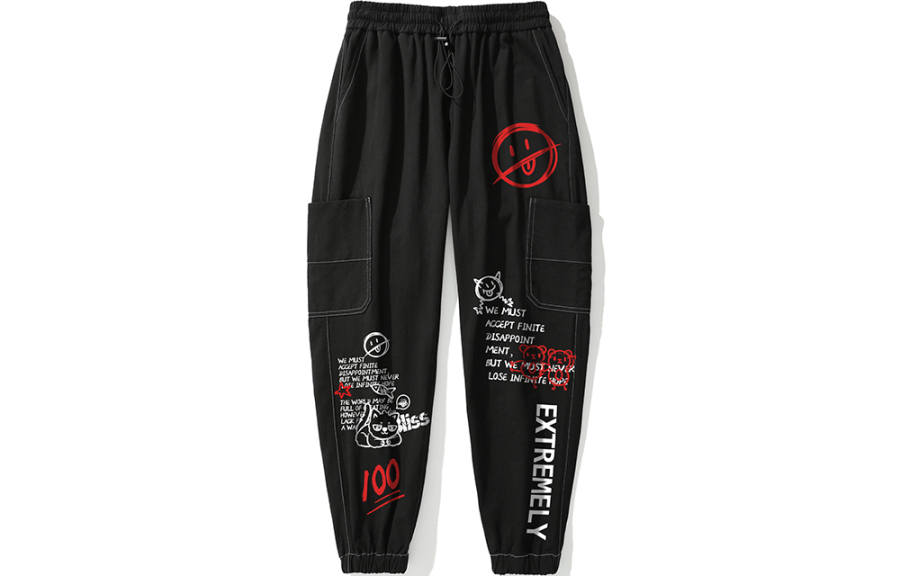 SANSYAS Cuffed Pants Jeans Unisex Black
