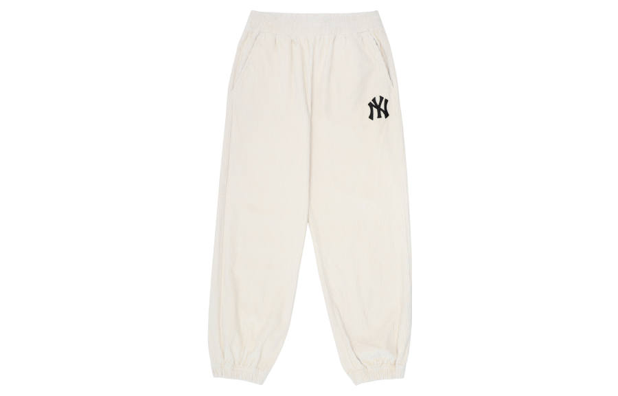 MLB New York Yankees Knitted Sweatpants Unisex Milk White Moderate Cuffed Pants