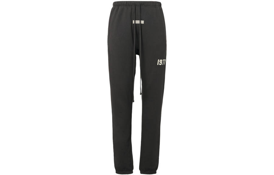 Fear Of God Essentials SS22 Sweatpants Iron 1977 Numbers Flock Logo Lace Up Fleece Lined American Knitted Sweatpants