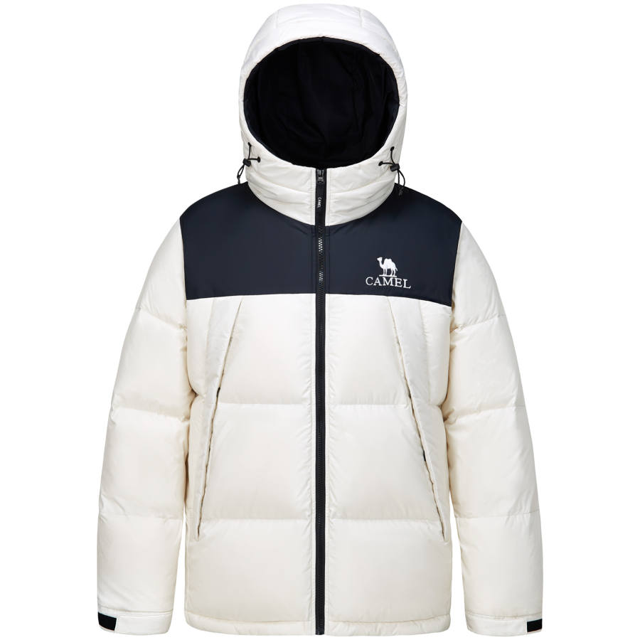 CAMEL Multicolor Slim Fit Heat Rising Thermal Water Repellent Windproof Drawstring Hooded Down Jacket Cream Puff Unisex