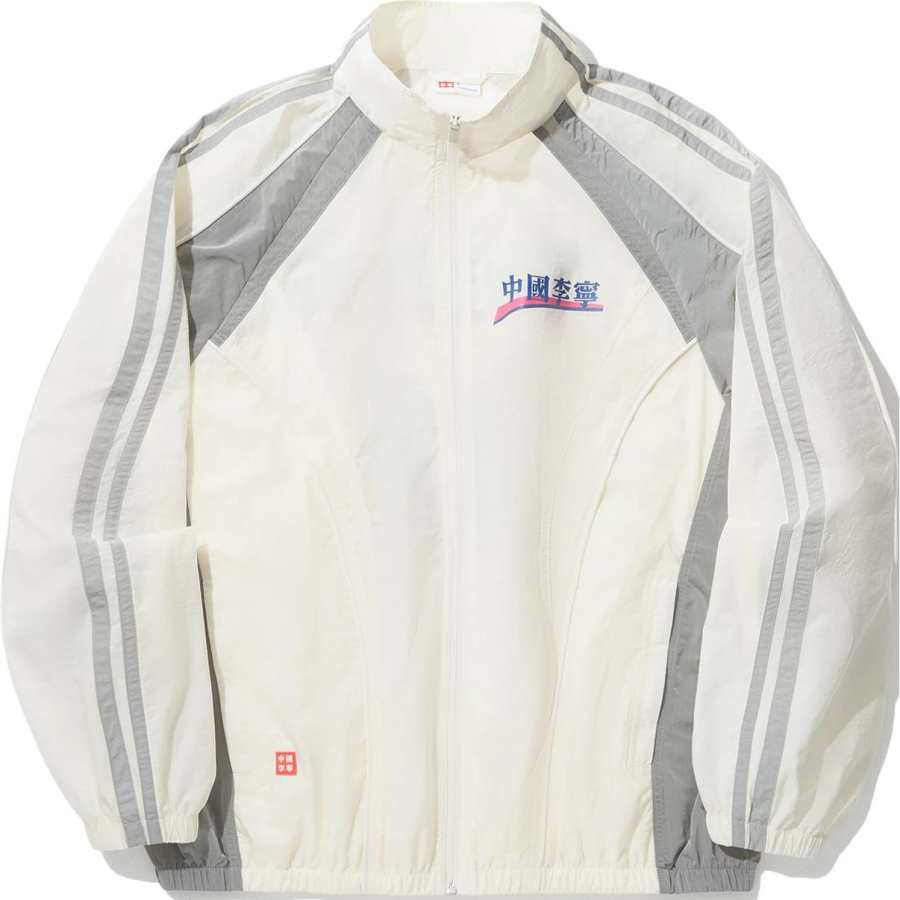 Li-Ning Li Ning Trench Coats Unisex Ecru Stand Collar Moderate