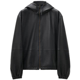 LOEWE Hooded Zipped Leather Jacket