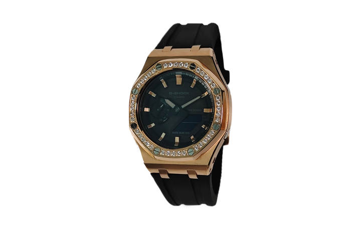 CASIO CASIO Custom Collection Electronic Movement Fluoroelastomer Strap Watch Men's Watches Black Dial