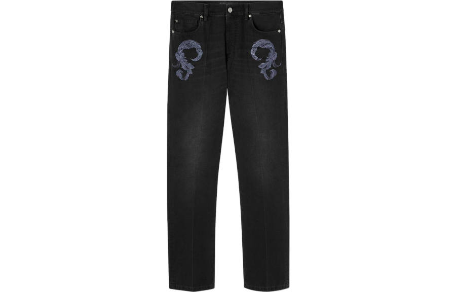 VERSACE Barocco embroidered Mid rise Straight leg Jeans