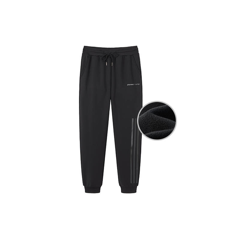 PIONEER CAMP Letter Stripes Print Casual Loose Fit Elastic Cuff Fleece Lined Knitted Sweatpants Unisex