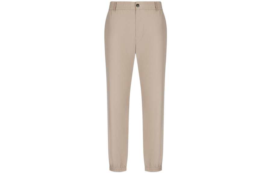 EMPORIO ARMANI Knitted Sweatpants Men's Khaki Moderate Cuffed Pants