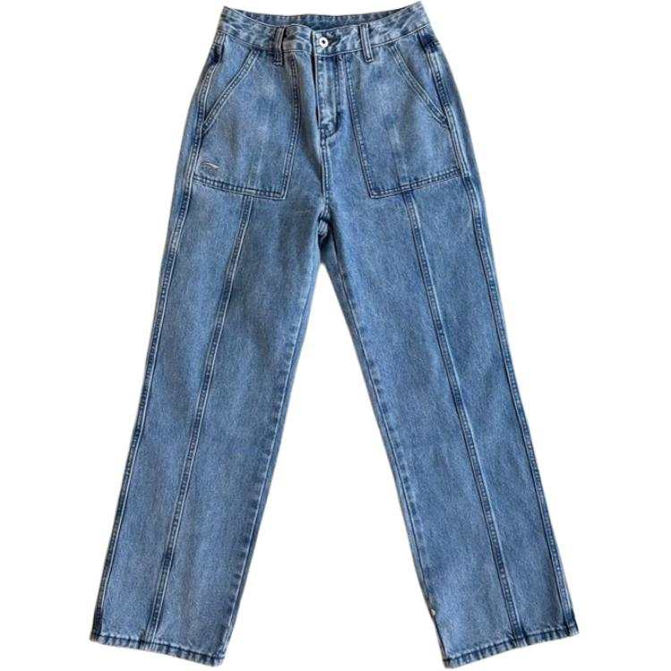 Li-Ning Li Ning Jeans Unisex Blue Moderate Straight Fit Pants