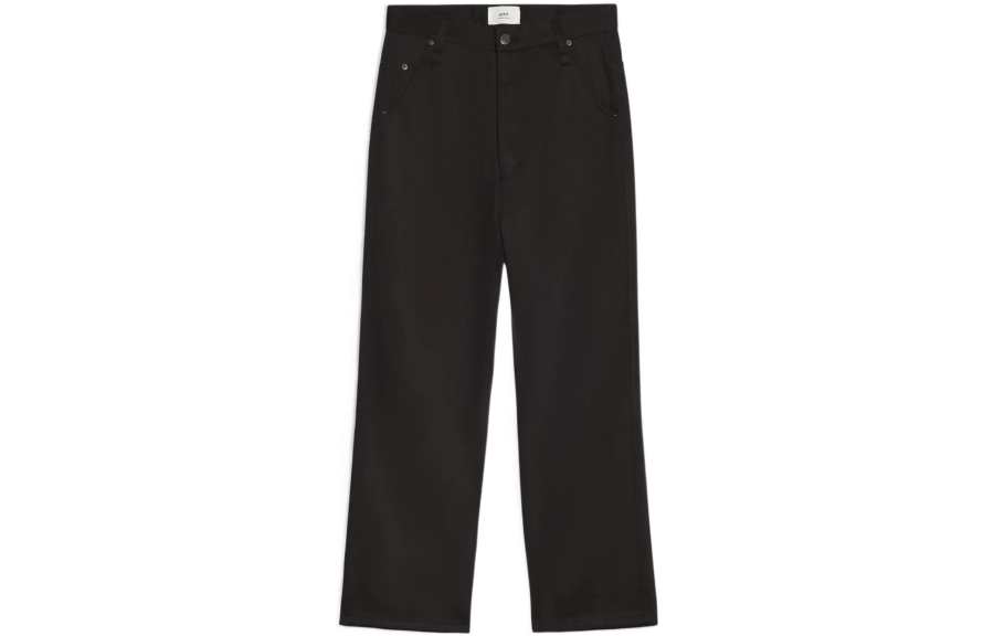 AMIPARIS Casual Pants Men's Black Moderate Straight Fit Pants