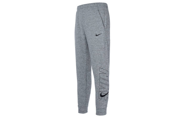 Nike Nike Letter Print Elastic Waistband Elastic Cuff Thickened And Fleece Lined Knitted Sweatpants Men's Gray