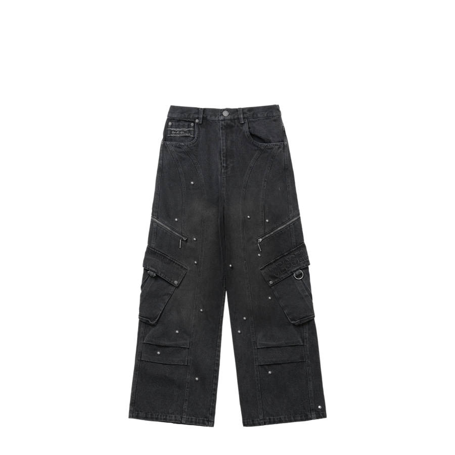 XVESSEL Jeans Unisex Black Moderate Straight Fit Pants