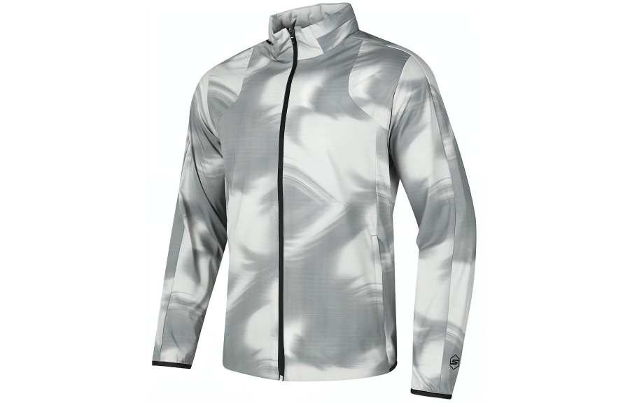 Skechers Jackets & Coats Men's Gray White Ink All Over Print