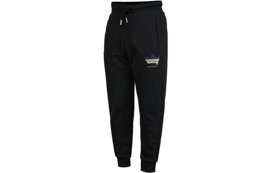 Adidas Originals Knitted Sweatpants Men's Black Moderate Cuffed Pants