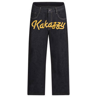 KAKAZZY Jeans Unisex Black Moderate Straight Fit Pants