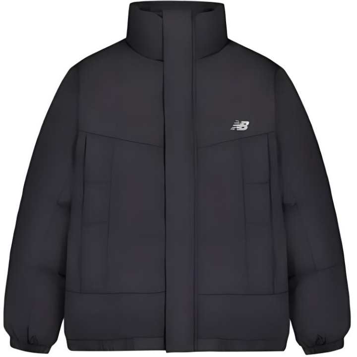 New Balance New Balance Solid Color Comfortable Loose Fit Stand Collar Fleece Lined Long Sleeved Down Jacket Unisex Black