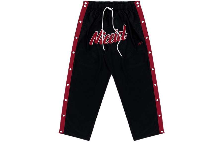 NICEID Knitted Sweatpants Men's Moderate Snap Button Pants