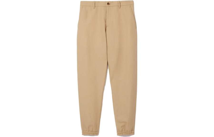 Burberry Knitted Sweatpants Men's Soft Yellow Brown Moderate Cuffed Pants