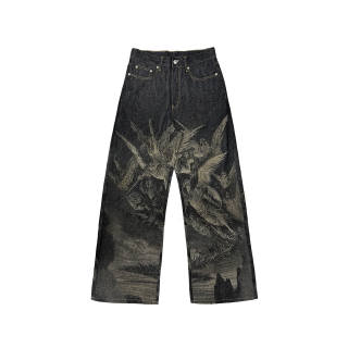 WANNA LAB Jeans Unisex Original Denim Burnt Flower