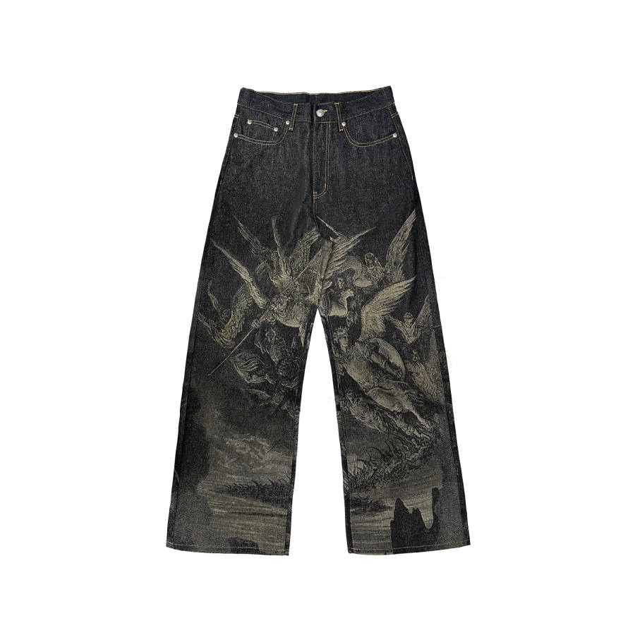 WANNA LAB Jeans Unisex Original Denim Burnt Flower