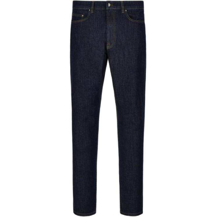 Canali Jeans Men's Blue Moderate Straight Fit Pants