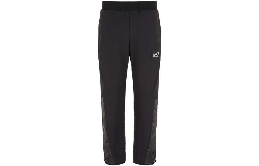 EMPORIO ARMANI EA7 Knitted Sweatpants Men's Black Moderate Straight Fit Pants