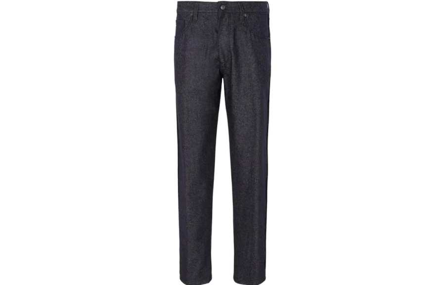 EMPORIO ARMANI J72 Cotton And Wool Blend Denim Look Trousers Jeans Men's Navy Blue