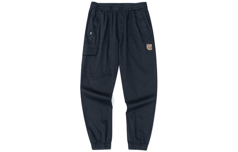 ANTA Knitted Sweatpants Men's Black Moderate Cuffed Pants