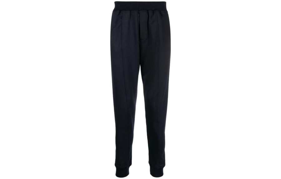 EMPORIO ARMANI Knitted Sweatpants Men's Navy Moderate Cuffed Pants