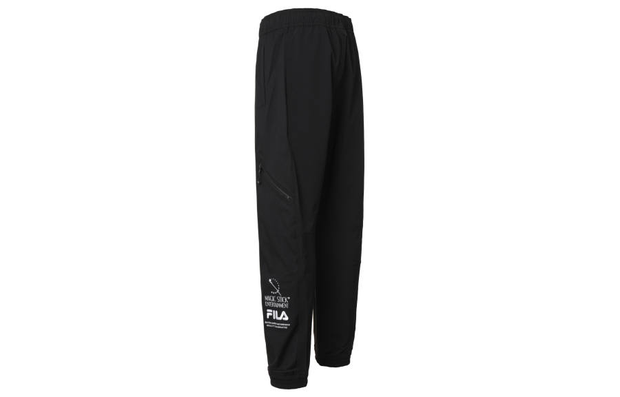 FILA Knitted Sweatpants Men's Jet Black Moderate Cuffed Pants