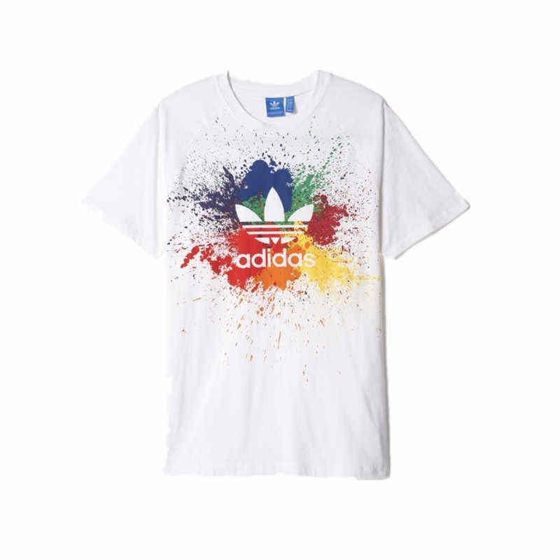 Adidas Originals T Shirts Men's White Crew Neck Moderate Straight Fit