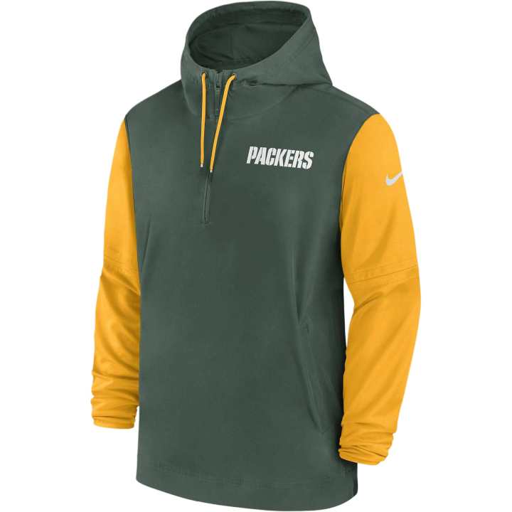 Nike Nike Bay Packers Sideline Pre Game Player Men's Nike Nfl 1/2 Zip Hooded Jacket