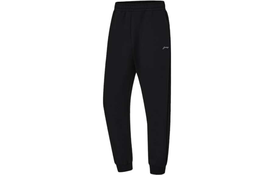 Li-Ning Li Ning Fitness Series Knitted Sweatpants Men's Black Thickened Cuffed Pants