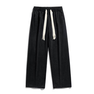 SUPEREALLY Corduroy Solid Color Stretch Draped Basic Straight Fit Loose Fit Wide Leg Floor Length Fleece Lined Sports