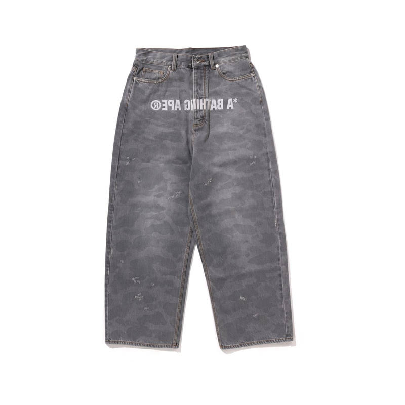 A BATHING APE 1st Camo Destroyed Loose Fit Denim Pants