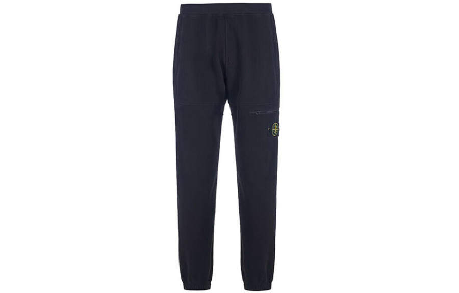 STONE ISLAND Knitted Sweatpants Men's Black Moderate Cuffed Pants