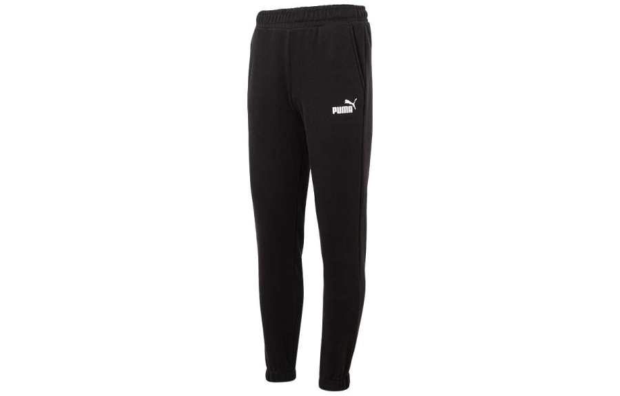 PUMA Solid Color Fitness Training Fleece Lined Thermal Lace Up Knitted Sweatpants Men's Black