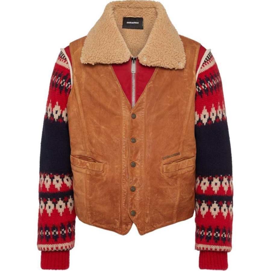 DSQUARED 2 Dsquared 2 knitted-sleeves suede jacket
