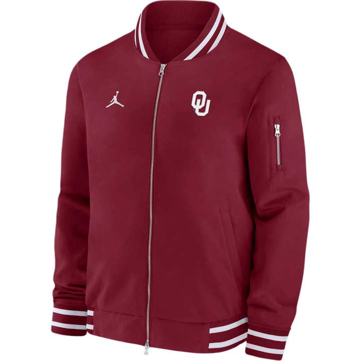 Jordan Jordan Oklahoma Sooners Sideline Men's Jordan College Full Zip Bomber Jacket