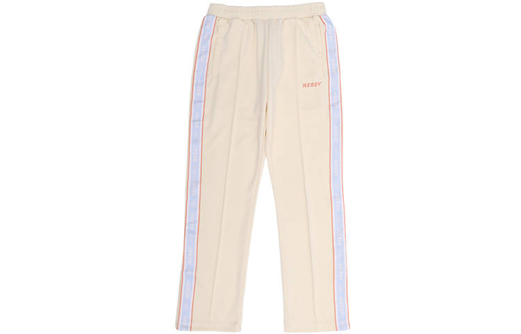 Nerdy Knitted Sweatpants Unisex Beige Moderate Straight Fit Pants