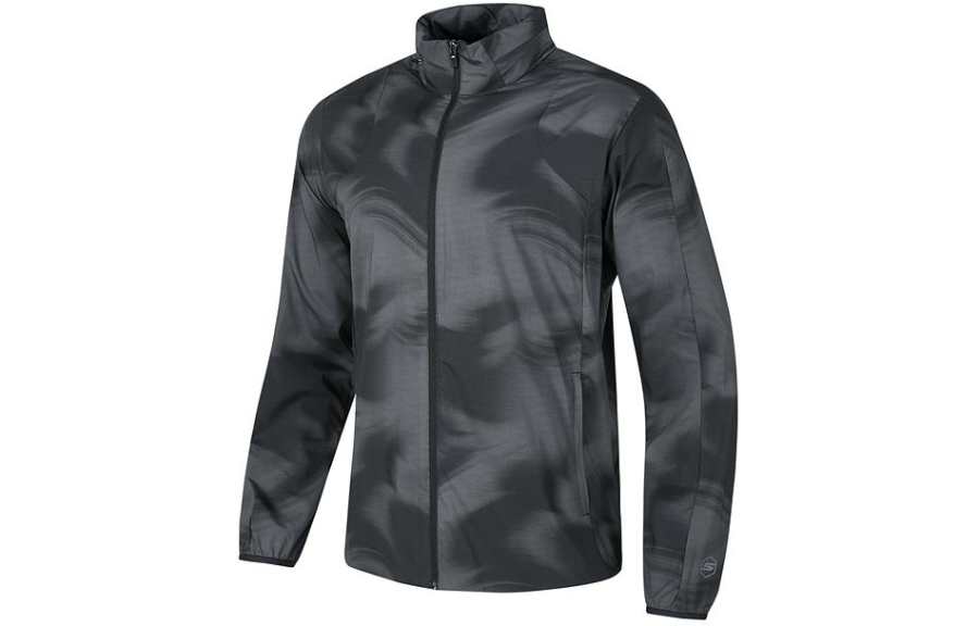 Skechers Jackets & Coats Men's Black Gray Ink All Over Print